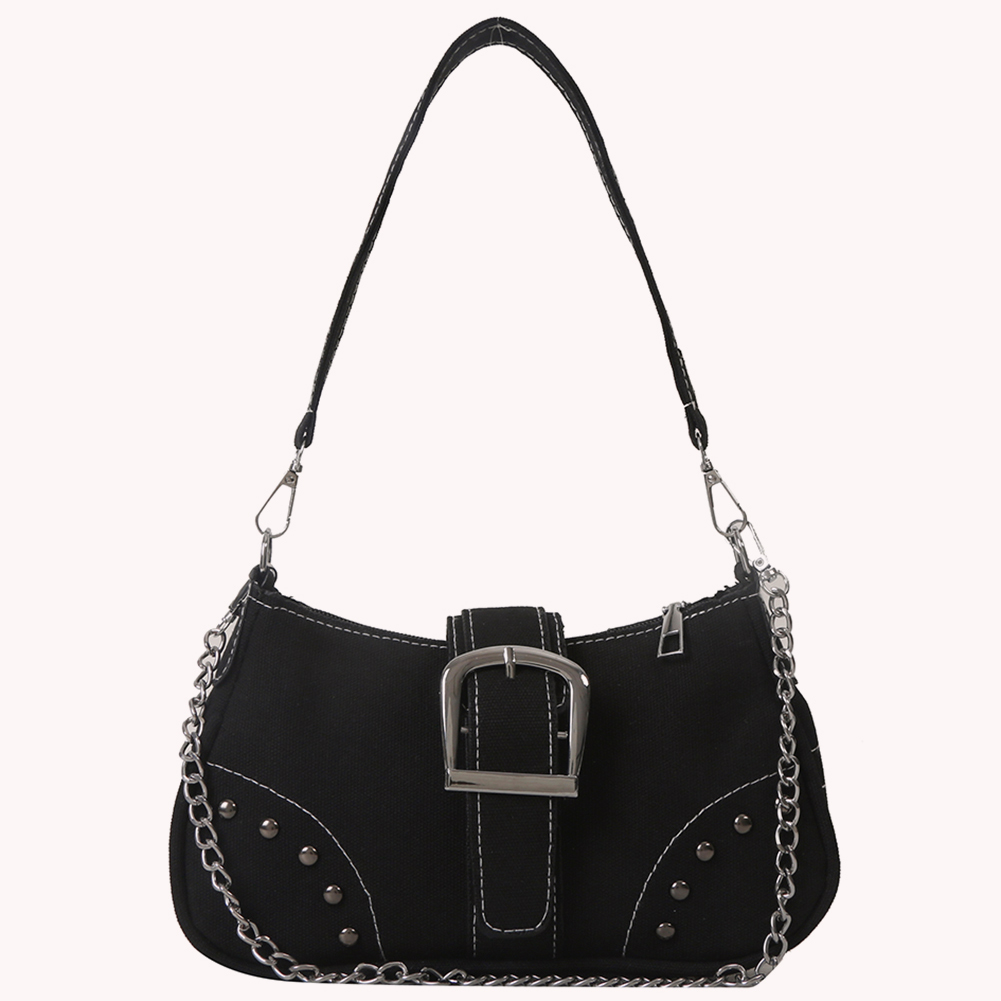 Women Fashion Underarm Bag Y2K Luxury Shoulder Bags Canvas Cool Underarm Bag Zipper Closure Versatile Dating Bag