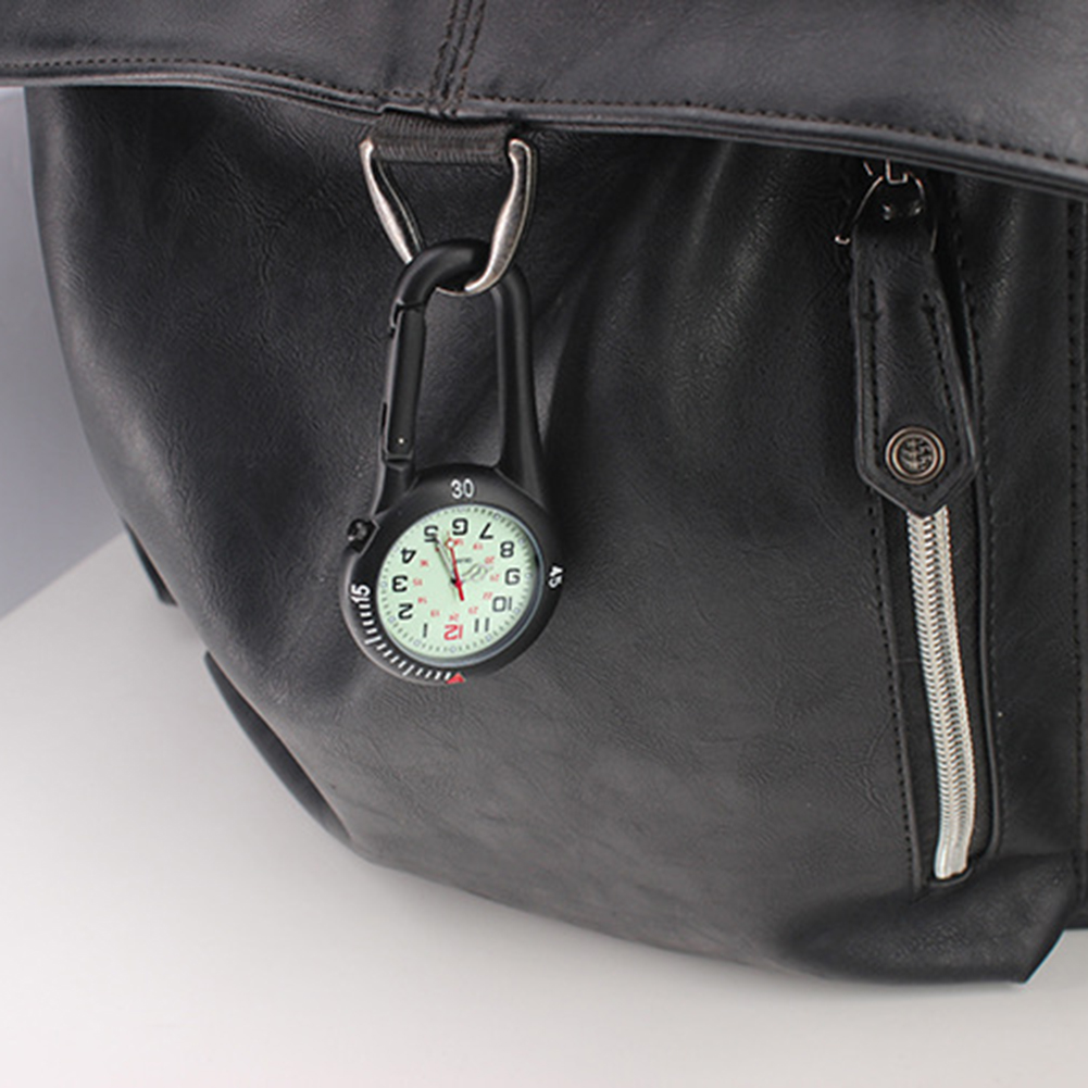 Luminous Dial Clip-On Carabiner Climbing Pocket Watch Multifunctional Outdoor Sports Mountaineering Hanging Watch