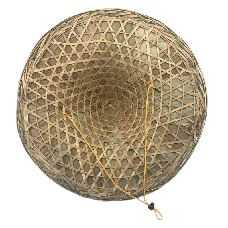 Chinese Straw Bamboo Hat Oriental Hat Lightweight and Breathable Farmer Fishing Hat Sunshades Handmade
