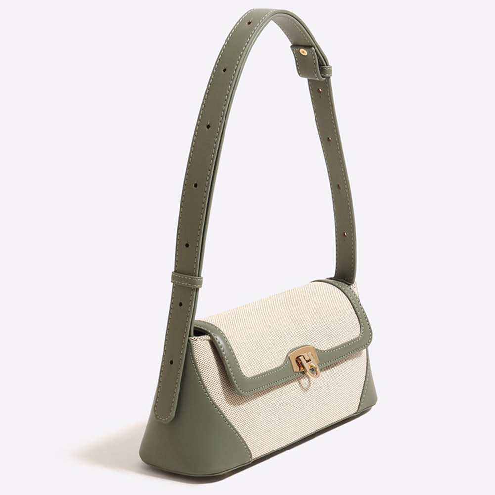 Women Canvas Tote Bag Patchwork Underarm Bag Versatile Flap Shoulder Bag Soft Satchel Bag Commuting Bag