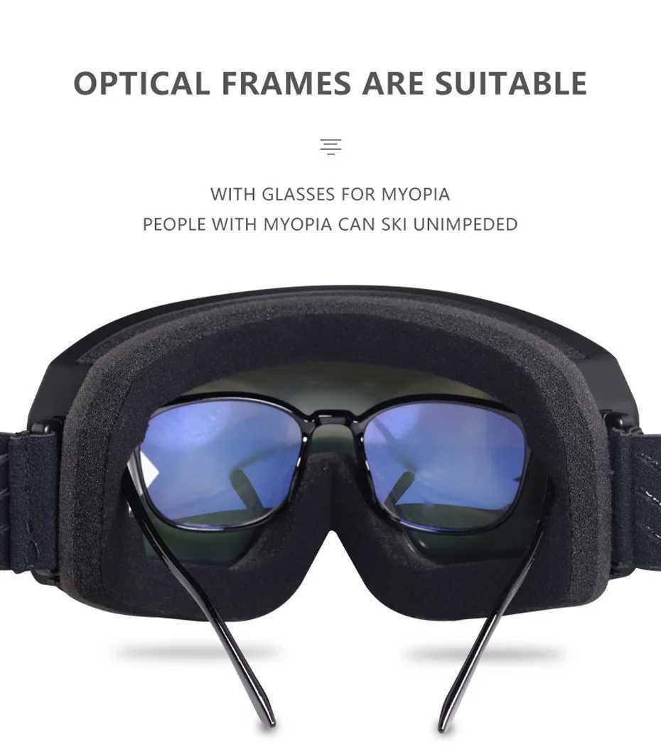 UV400 Anti-fog Doub Layers Ski Goggs Big ns Ski Glasses Mask Skiing Snow Snowboard Eyewear Mirror Goggs for Men WomenXJ241112