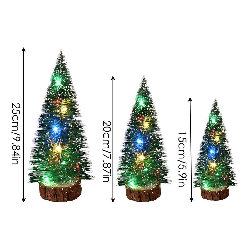 Tree Christmas Mini 3pcs Desktop LED Christmas Tree Desktop Ornament For Bedroom Bookshelf Garden Kids Room Dorm And More smile