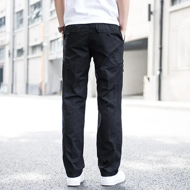 Large mens cargo mens straight leg work pants mens loose fit suitable for summer wide shoulder straps mens multiple pockets large size 241112