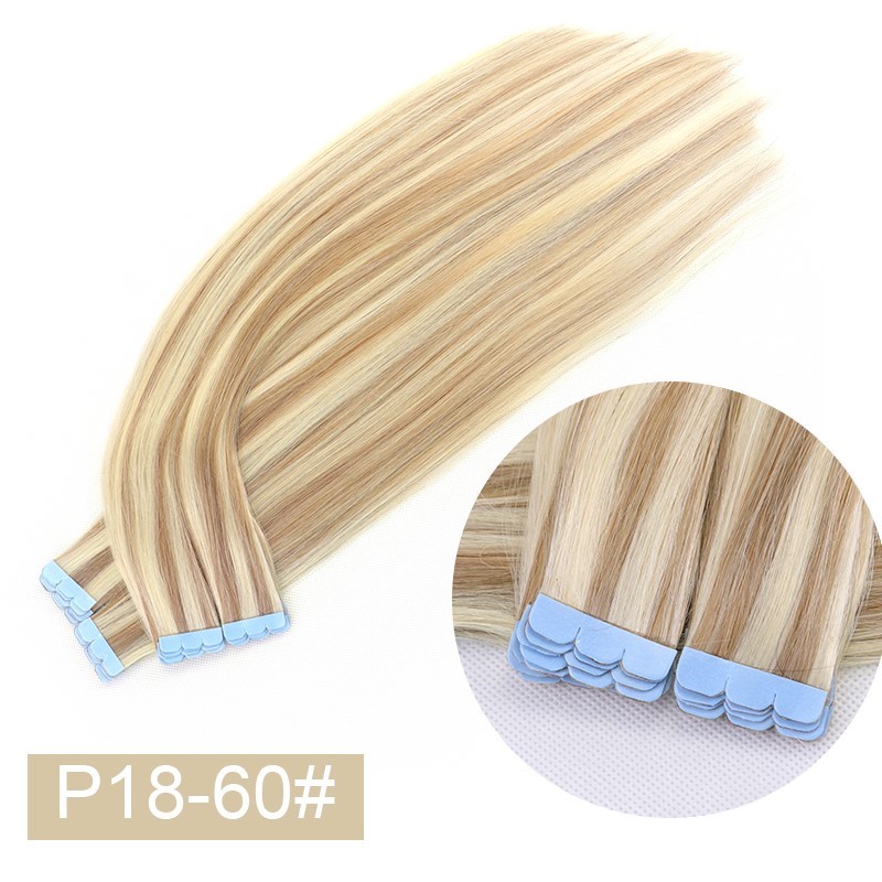 02# Chocolate Brown Mini Tape in Hair Extensions Human Hair Natural Hair Extentions 3x0.8cm Tape Weft Tape Ins 10pcs/pack