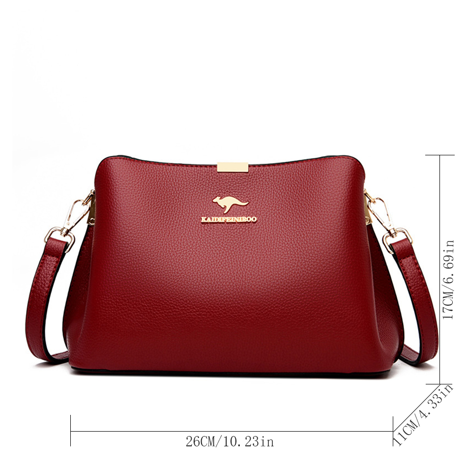Solid Color Luxury Designer High Quality Leather Women's Handbag Purses Multifunctional Ladies Shoulder Messenger Bags Sac Femme