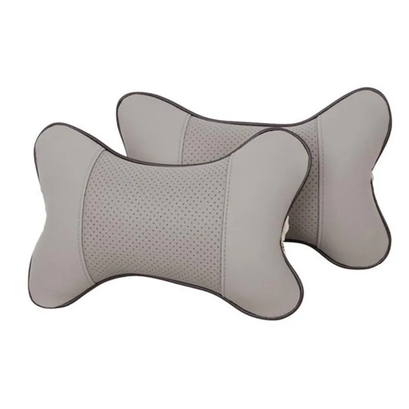Car Neck Pillows Both Side Pu Leather 1pcs Pack Headrest For Head Pain Relief Filled Fiber Universal new 2025 Car Pillow