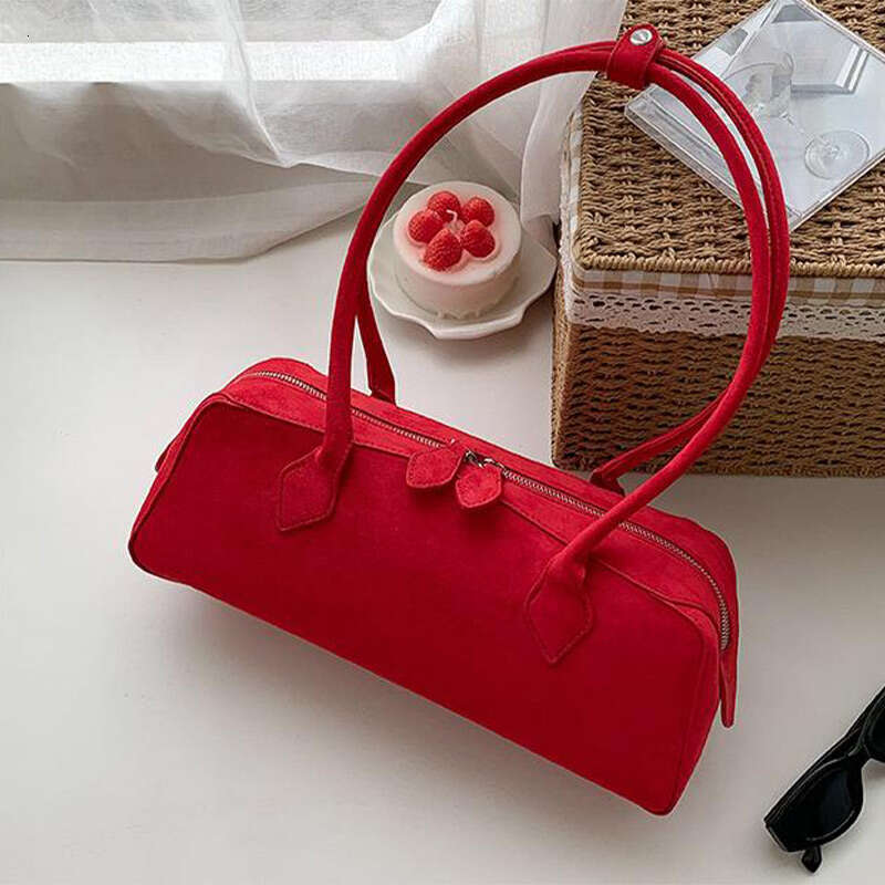 Korean Suede Boston Totes Shell For Women Fashion Crossbody Bowg female Large Capacity Long Handle Baguette Bag 2024
