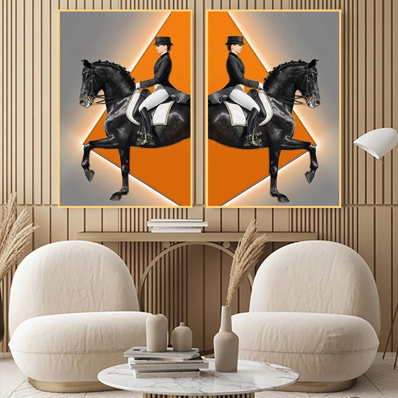 Lanjia Classic Nobility Equestrian Poster Prints Contemporary Horse Riding Canvas Painting Wall Art Mural For Living Room Home Decor F Ed
