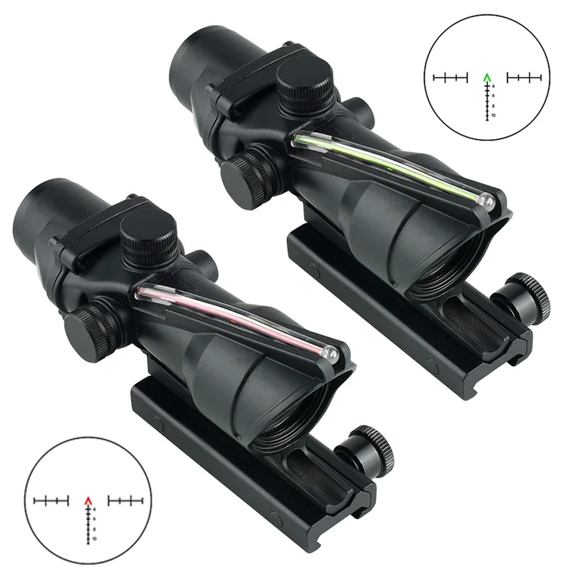 Fiber Scope 4X32 Red Green Optics Rifle Scope Hunting Tactical Fiber Reflex Illuminated Sight No Battery Required Collimator