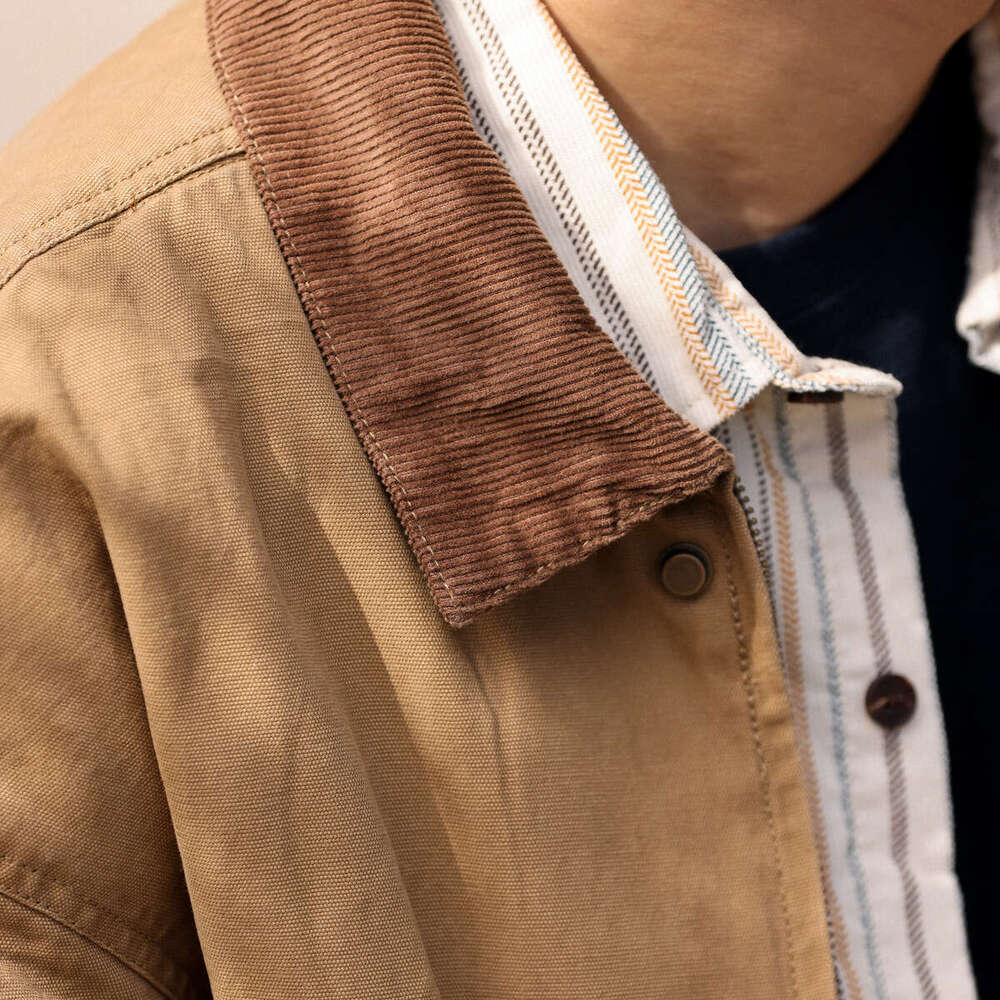 Vintage Heavyweight Canvas Men's Workwear Lapel Japanese Outdoor Jacket Autumn