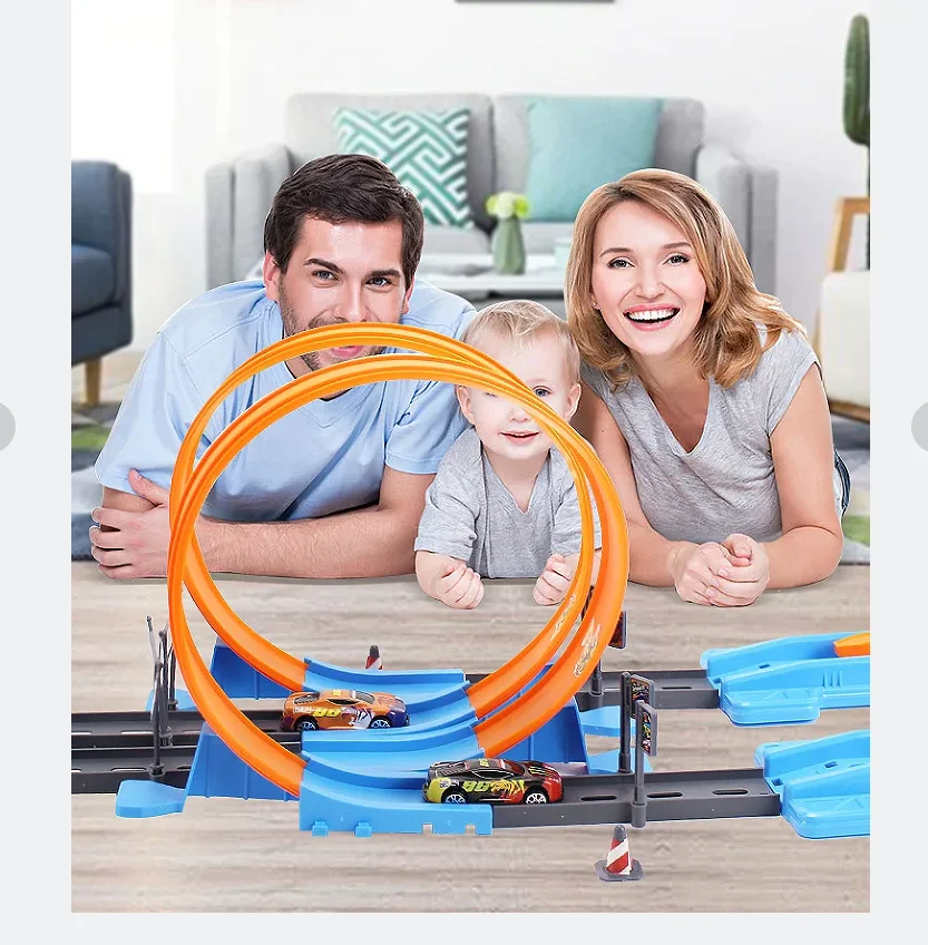 Hot Stunt Speed Double Car Wheels Model Racing Track Diy Assembled Rail Kits Catapult Rail Car Racing Boy Toys for Children Gift