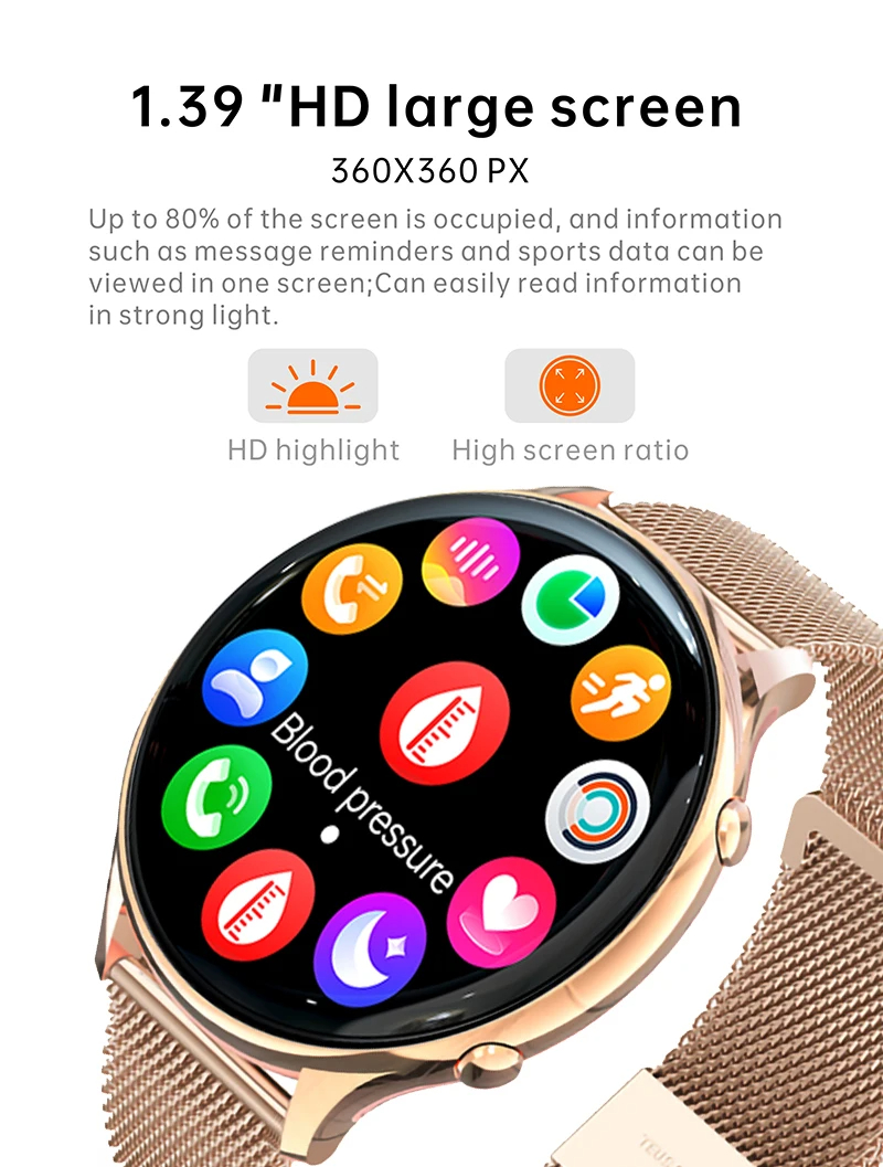 New WoMen Smart Watch For Samsung 1.39'' IPS Display Voice Calling Health Monitoring 70+ Sports Modes Men Waterproof Smart Watch 1.39'&