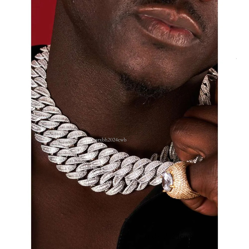 Custom 16mm Sterg Sier Vvs Moissanite Dia Heavy Iced Out Cuban k Chain Necklace for Men Rapper 10k 14k Gold