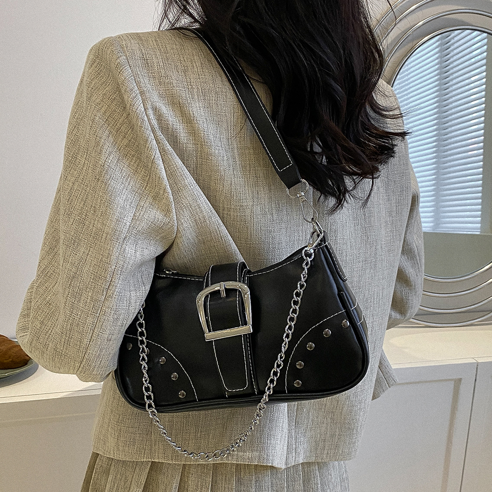 Y2K Vintage Women Underarm Bag Korean Casual Cute White Shoulder Bag Ladies Sling Leather Zip Purses Girls Fashion Tote Handbag
