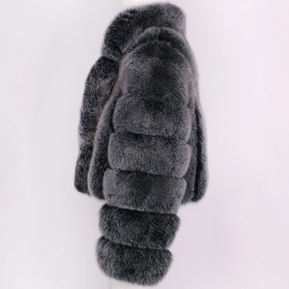 YOLOAgain Womens TurnDown Collar y Fox Fur Jacket Red Real Winter Outerwear 241113