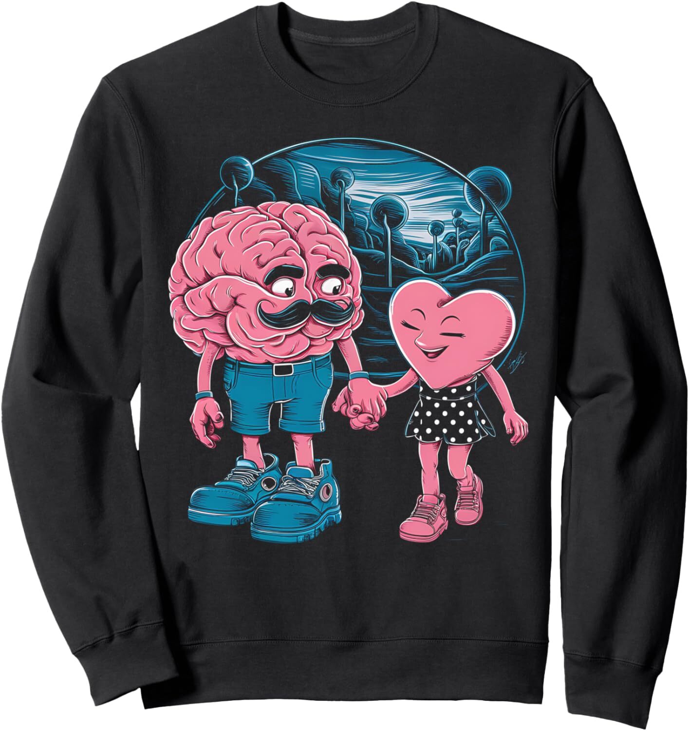 Long Sleeve Shirts for Men sweatshirt Grandma Gifts Heart Brain Love Valentine's Day Matching Sweatshirt T shirt Tee Streetwear Casual tops cloth