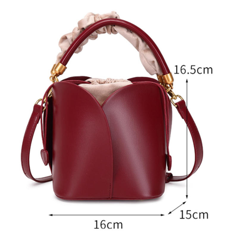Red Bride Petal Bucket Bag Women Handbag 2024 New Vegetable Basket Crossbody Bag Single Shoulder Bag