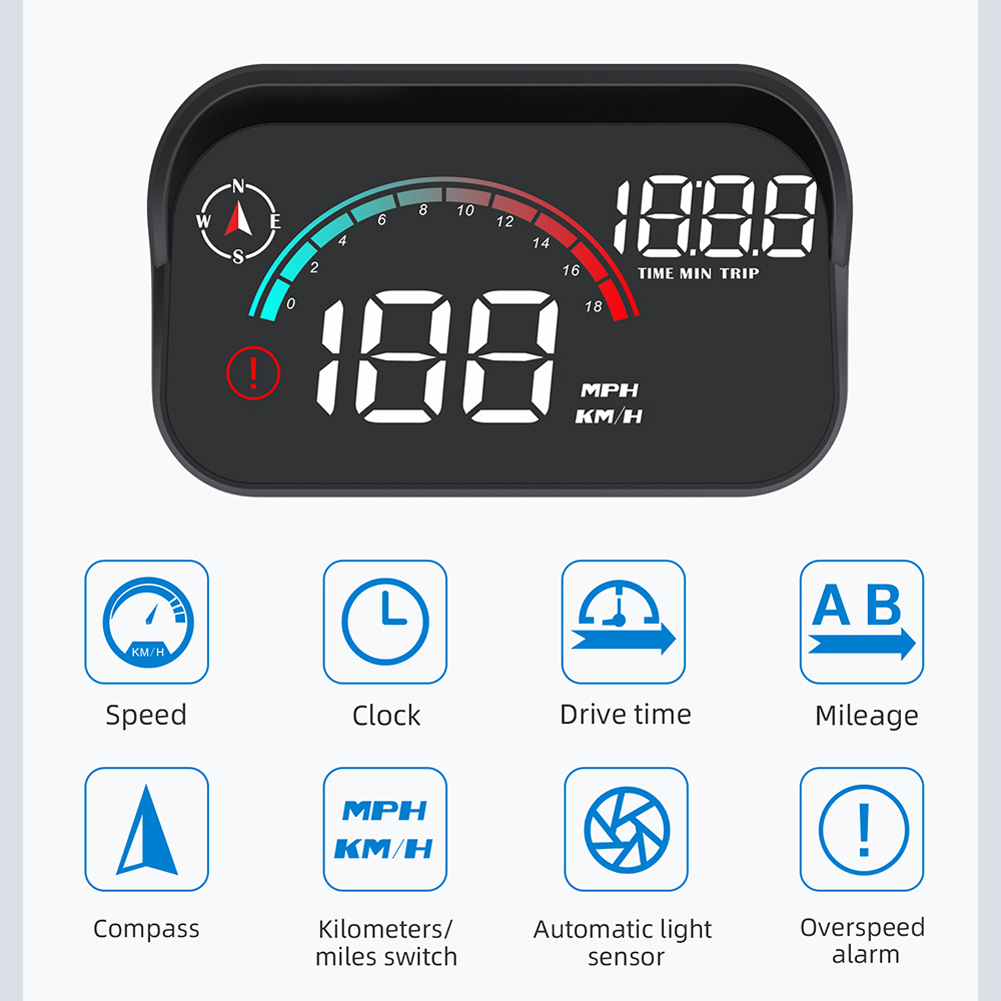 Car Head Up Display HUD Universal Digital GPS Speedometer Projector Screen Dashboard Odometer with Overspeed Alarm For All Cars