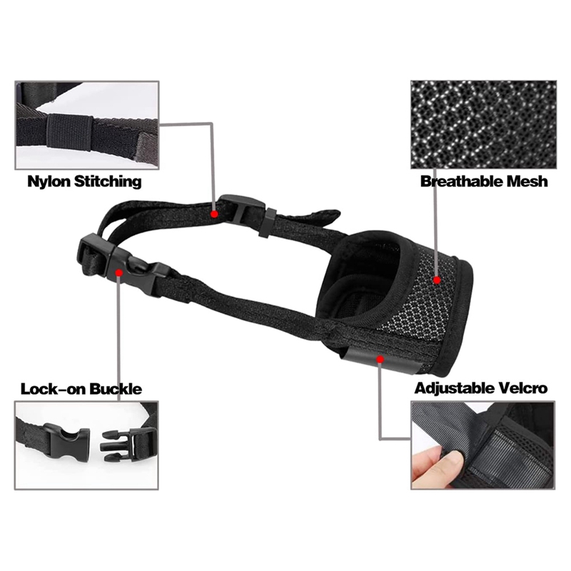 Dog Muzzle, Prevent Biting, Barking And Chewing Adjustable Breathable Mesh Soft Fabric Dog Muzzle Allows Panting
