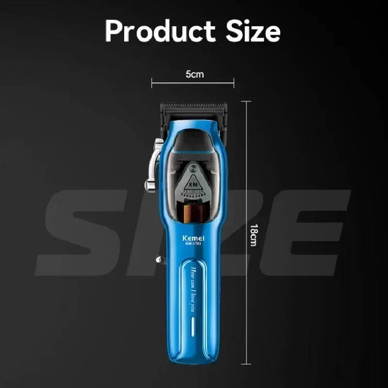 Km-1763 ddmysmile Automatic Kemei Fully Professional Men's Hair Clipper Rechargeable Beard Hair Clipper Electric Hair Cutter Precision Smile