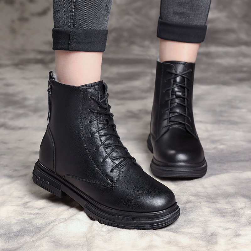 AIYUQI Ankle Boots Women Winter 2024 New Large Size Snow Boots Women Genuine Leather Wool Non-slip Women Motorcycle Boots