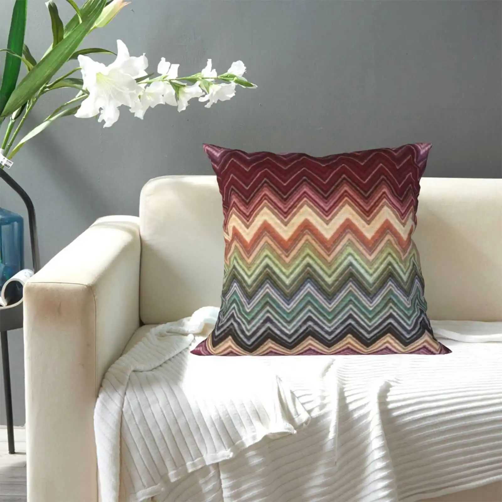 He threw boxes around his sofa car waist and Bohemian abstract colors fashionable Geetic ivory modern pink textiles retro Zigzag and unique M241113