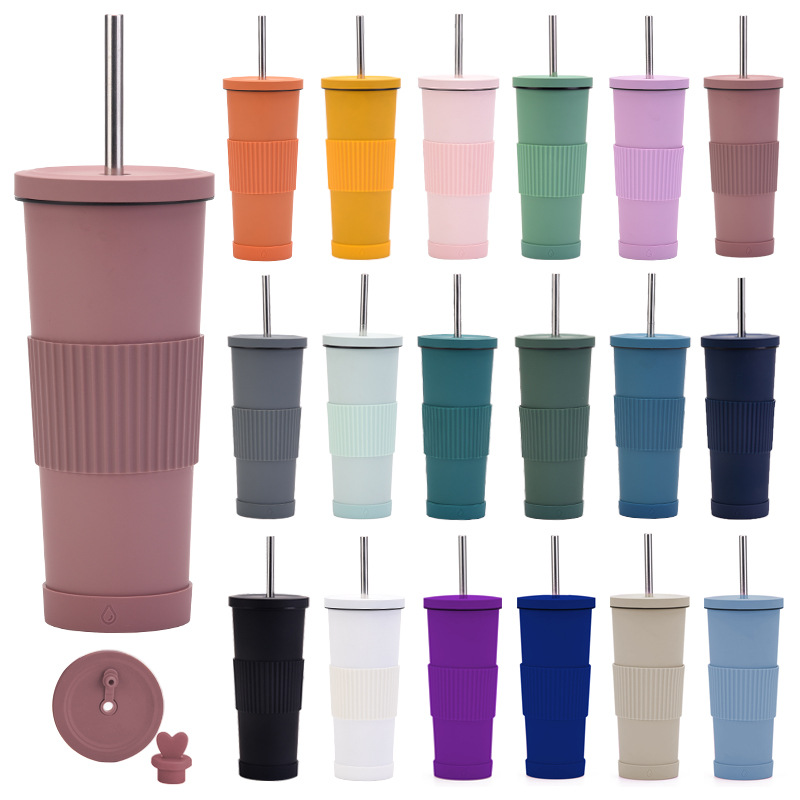 830ml Stainless Steel Vacuum Thermal Mug Insulated Tumbler with Lid and Straw Coffee Tumbler Cold Cup Double Wall Coffee Cup BPA Free Ya703