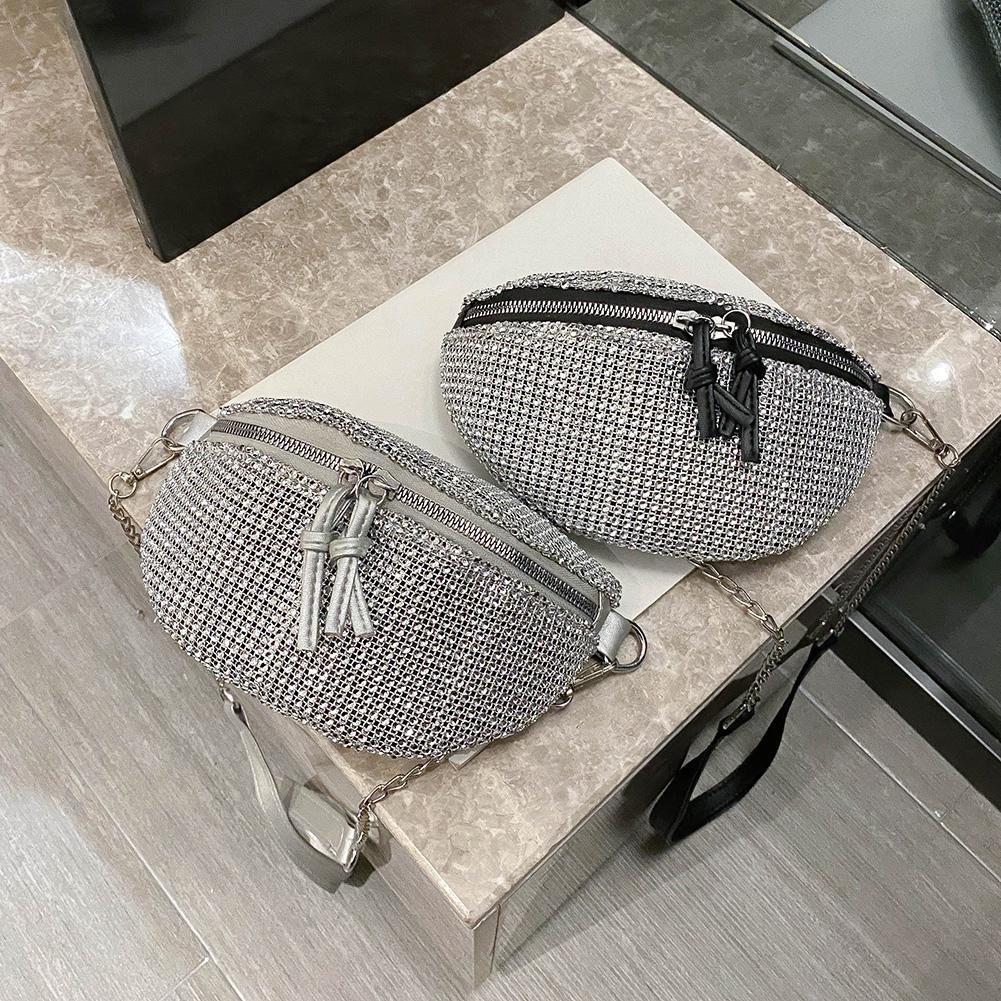 Waist Rhinestone Bag Fanny Women ddmysmile Casual Zipper Small Ddmysmile Chest Crossbody Phone Pack Smile