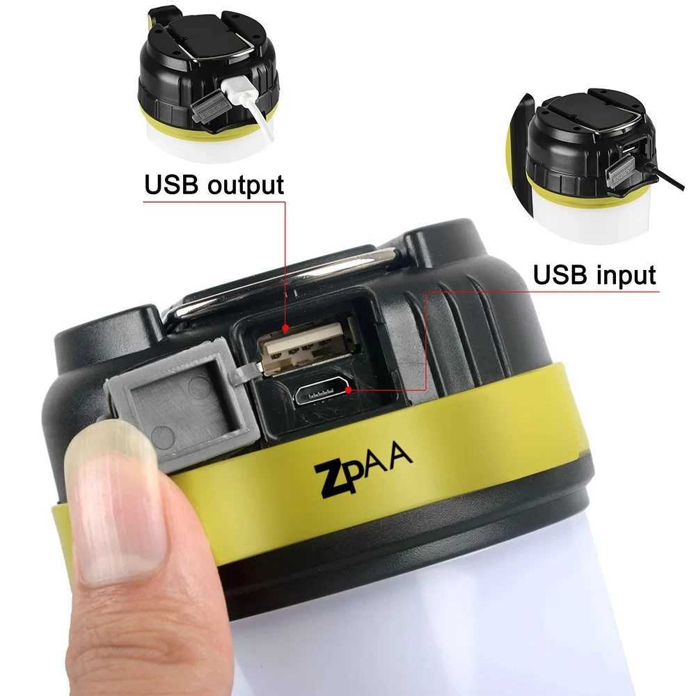 ZPAA Camp Lamp LED Camping Light USB Rechargeable Flashlight Spotlight Work Light Waterproof Searchlight Emergency Lantern Z250225