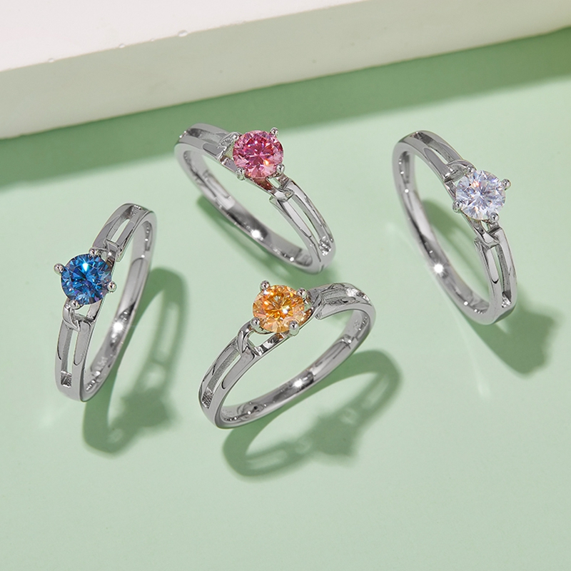 Arm Bow Twisted LUSTER S Sier Plated Platinum Moissanite Dia Women's Ring 50 Points D-Class Gift for Women smile