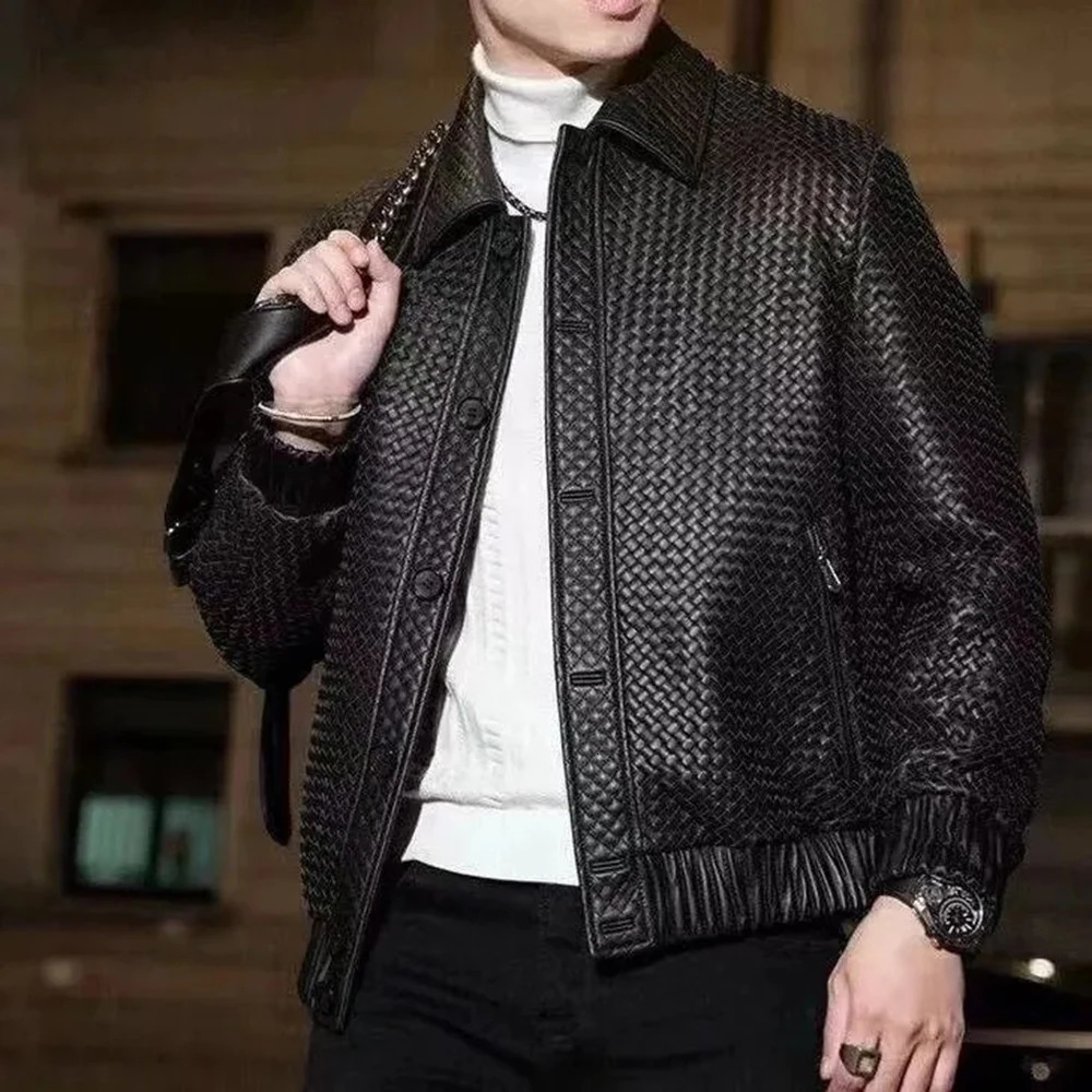 Mens Business Leather Jacket Autumn Fashion Trend High Quality Black Light Casual Loose Y2k Mens Jacket 241112