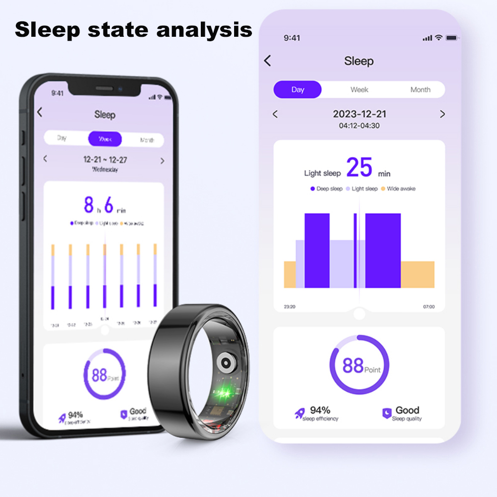 Ring 2024 Smart Health Monitor For Men Women Thermometer Blood Pressure Heart Rate Sleep Monitor IP68 Waterproof For IOS Android smile