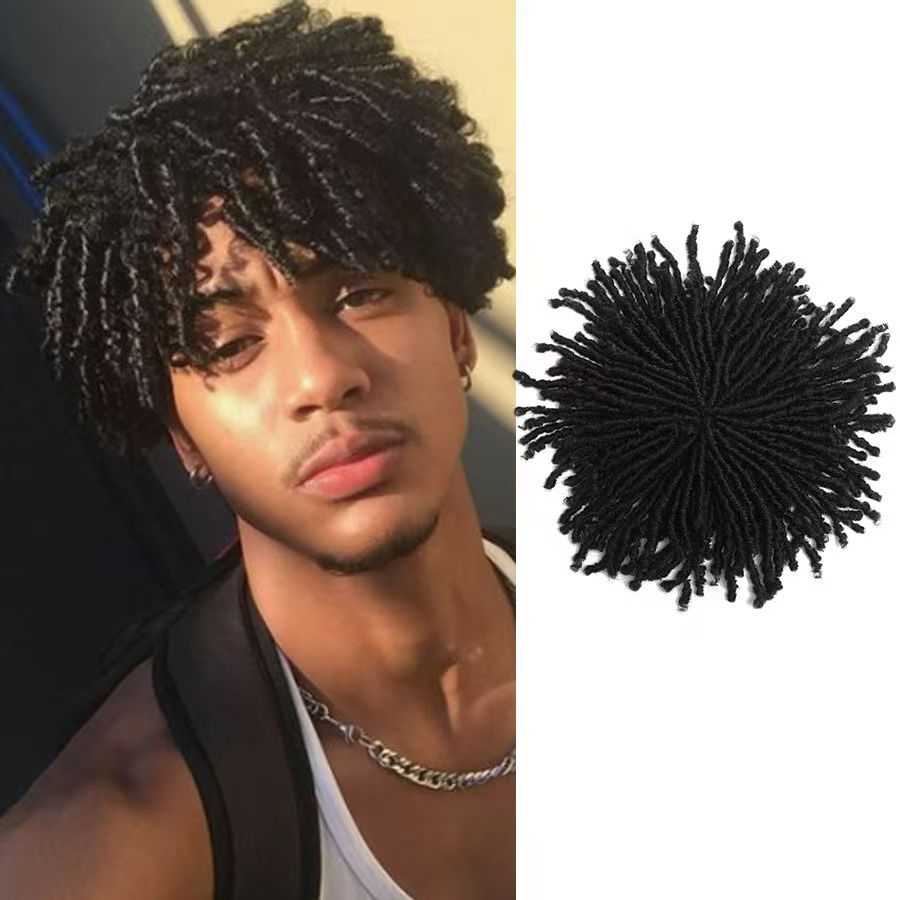 Hair Wigs Synthetic Wigs Mens Hip Hop Dreadlocks Hairpiece Periwig Toupee American Small Roll Fashion Personality Street Boys Hair Sleeve