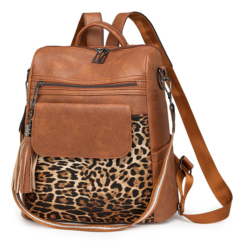 Backpack Backpack Women Trendy Large Capacity Leopard Print Travel Bag With Purse Messenger Casual Handbag