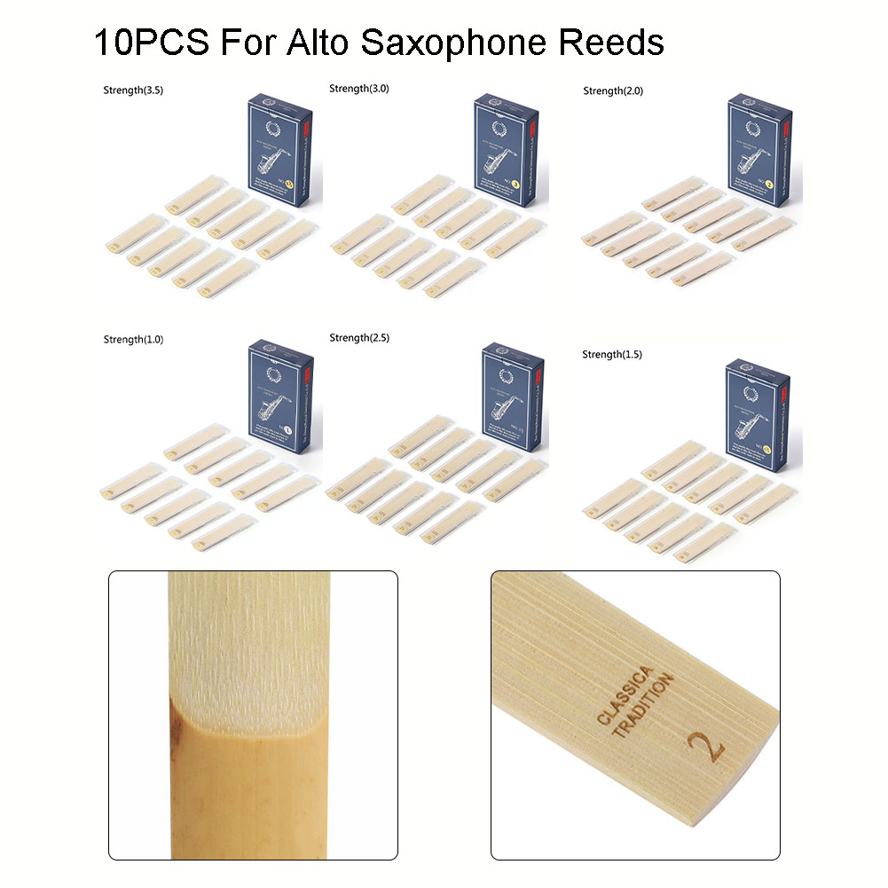 Reed Alto Saxophone Reeds Strength 1.0 1.5 2.0 With Consistent Size 10PCS 2.5 3.0 3.5 Alto Saxophone Reeds Durable