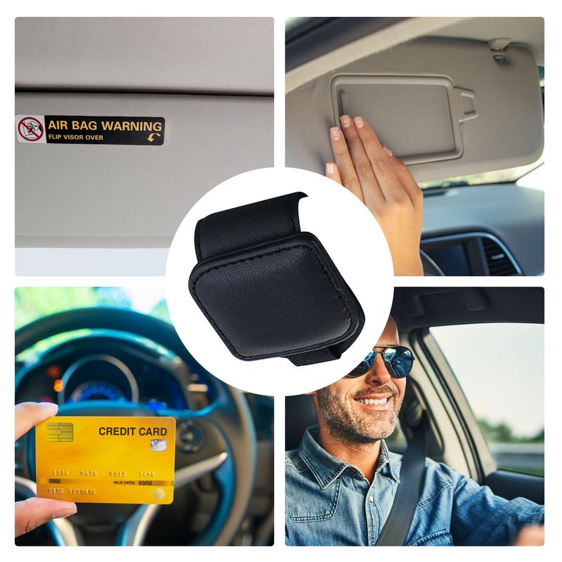 Visor For Sunglass Clips ddmysmile Cars Leather Magnetic Eyeglass Hanger Clips Universal Reusable Glasses Car Holder Sun Visor Card Smile
