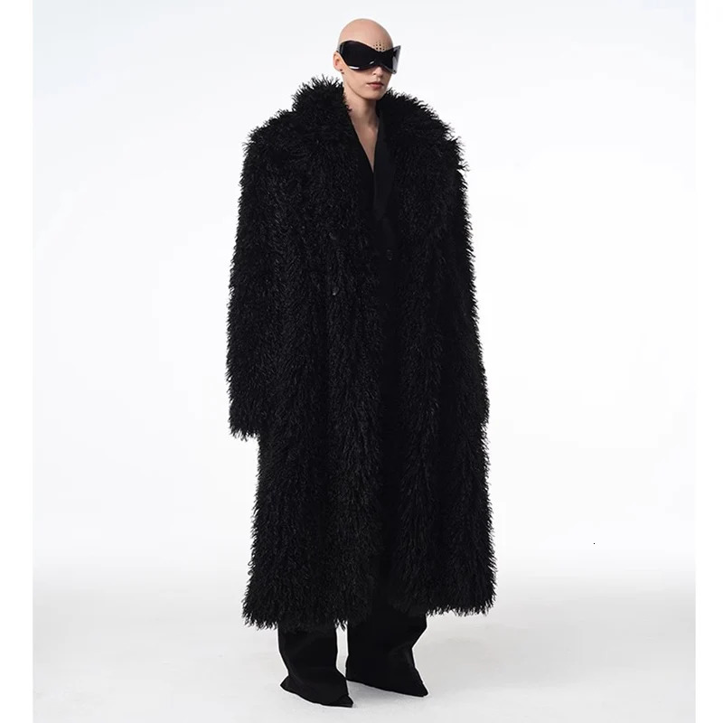 Mens and womens sheepskin coats beach wool coats long fur coats 241112