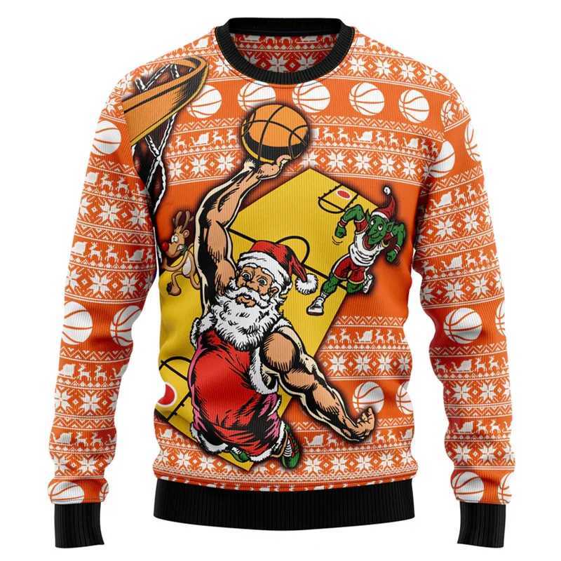 Sports 3d Printed Basketball Sweatshirt Men Christmas Ugly Christmas Sweater Baseball Graphic Sweatshirts New Year Xmas Hoodie LX241113