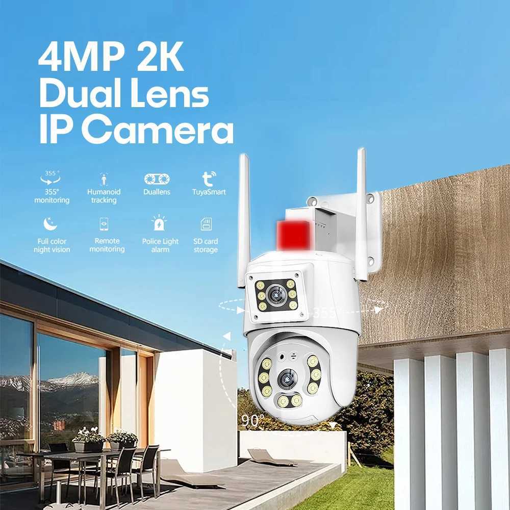 IP Cameras TUGARD Outdoor 4G WiFi Camera 2K 4MP Dual Lens PTZ Camera Auto Tracking Optical Zoom Tracking Two Way Audio Surveillance Cameras 240413