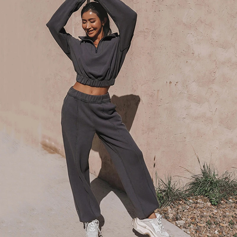 Womens two-piece autumn and winter womens sports warm suit casual oversized polo zipper sports shirt and jogging pants track and field clothes 241113