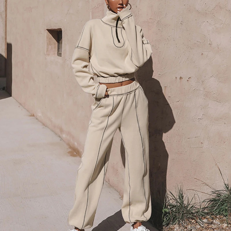 Womens two-piece autumn and winter womens sports warm suit casual oversized polo zipper sports shirt and jogging pants track and field clothes 241113