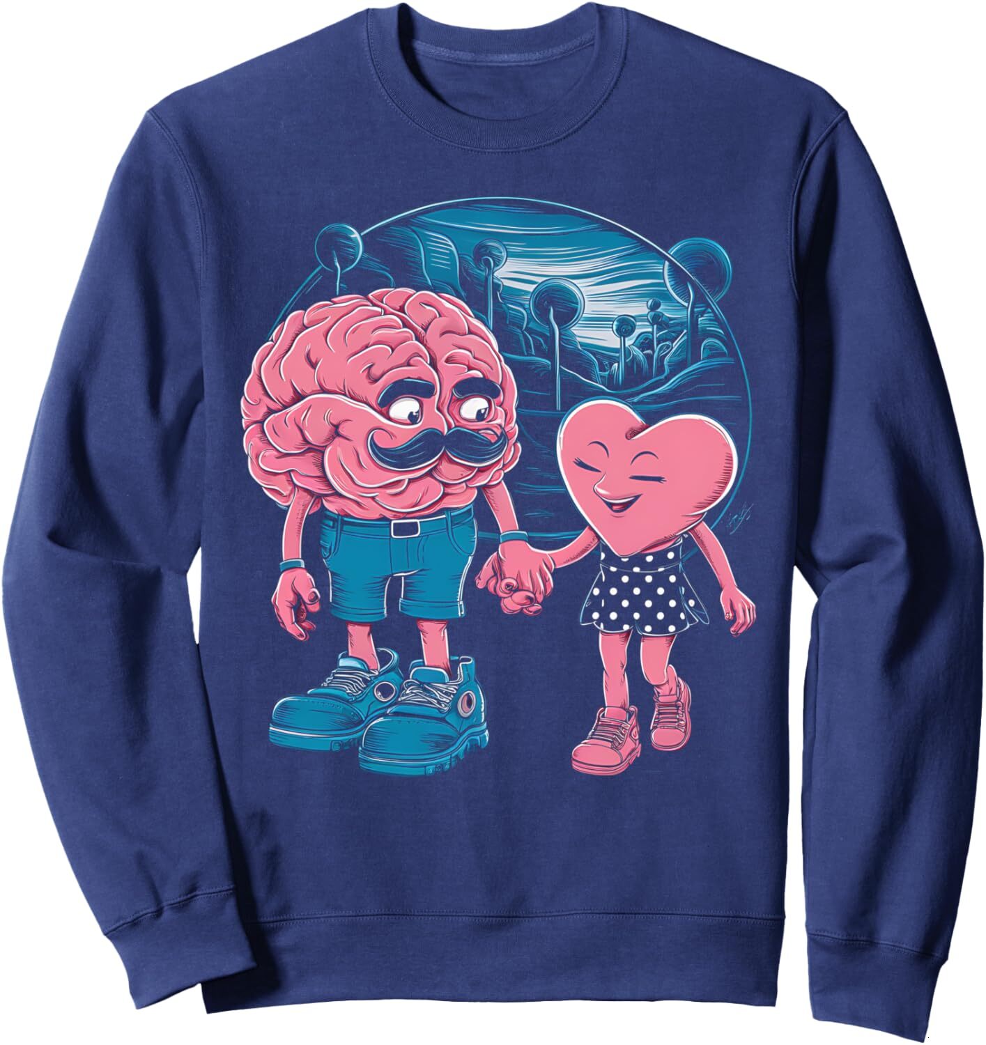 Long Sleeve Shirts for Men sweatshirt Grandma Gifts Heart Brain Love Valentine's Day Matching Sweatshirt T shirt Tee Streetwear Casual tops cloth