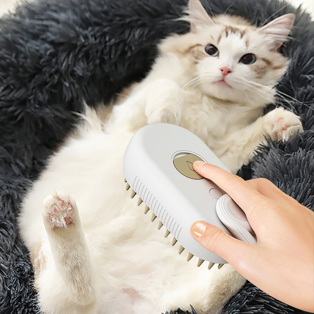 Cat Dog Grooming Comb Electric Spray Water Spray Kitten Pet Comb Soft Silicone Depilation Cats Bath Brush Grooming Supplies