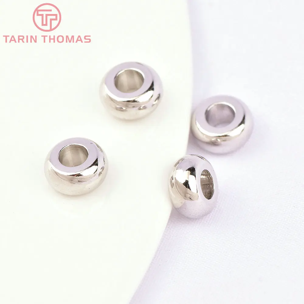 (2914) 20PCS 7x3MM Hole 3MM Gold Color Brass Round Large Hole Beads Bracelet Beads High Quality Diy Jewelry Accessories () smile () ()