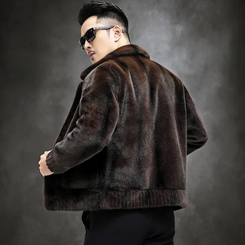 Autumn Winter Fashion Mens True Fur Coat Mens Collar Thick Warm Jacket Mens Genuine Leather Coat P466 241112