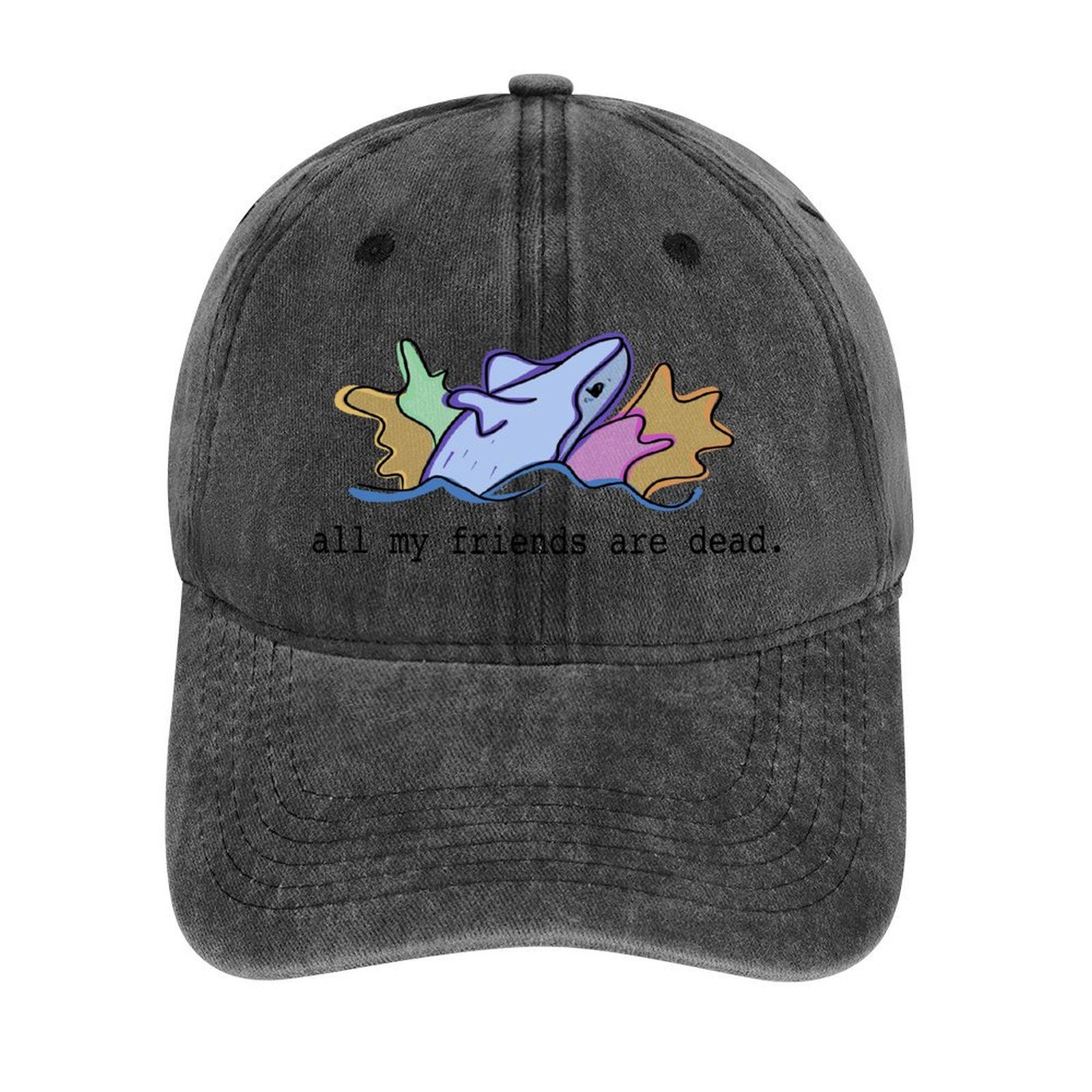 all friends are my deadCap Cowboy Hat Beach Outing black Gentleman Hat Men's Women's smile