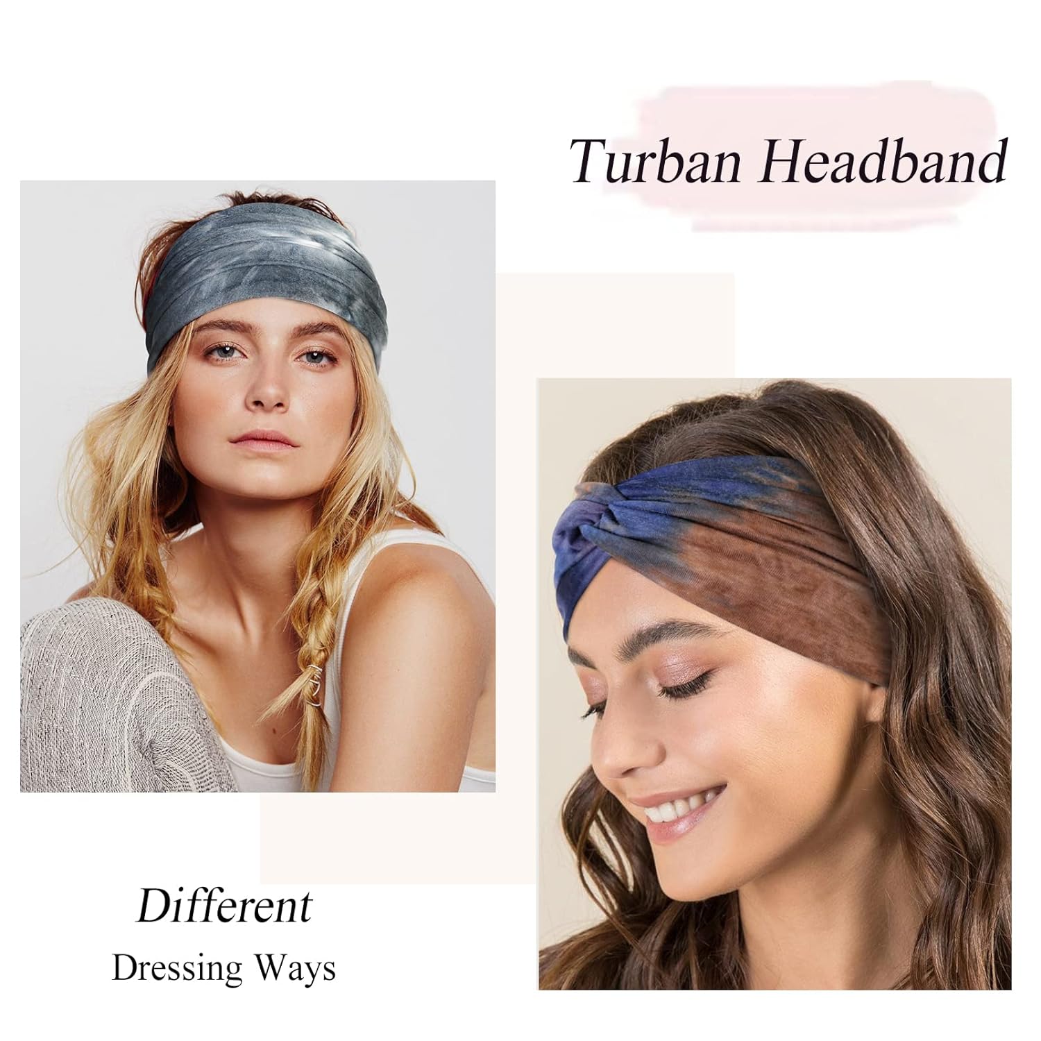 Women Tie Wide For Headbands Dye Extra Large Turban Headband Boho Hairband Hair Twisted Knot Accessories smile