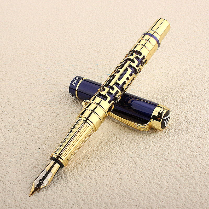 Luxury New Hollow Out EF/F/M Nibs Black Fountain Pen Gift Pen Ink Pens