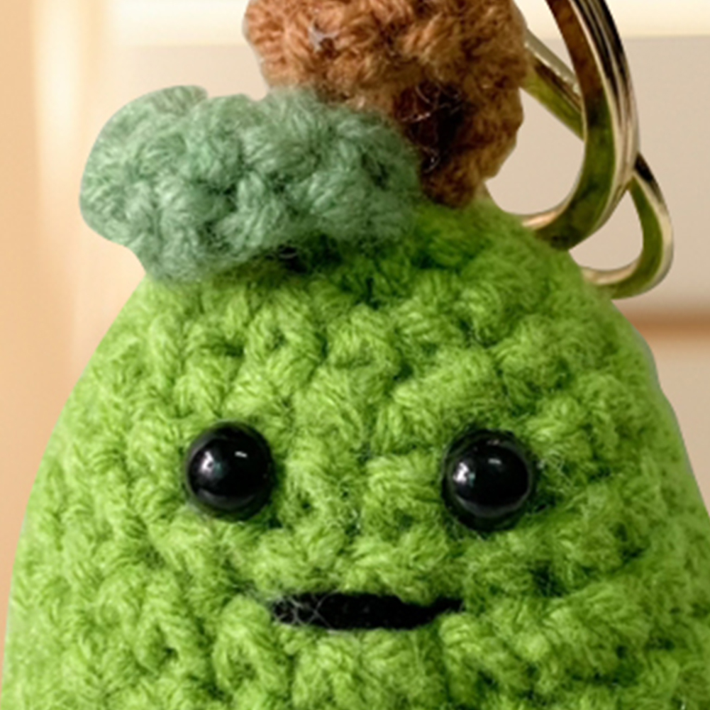 Keychain Cucumber Pickled Handmade Emotional Support Handmade Crochet Potato Pickle Knitting Doll Keyring Birthday Holiday Gifts smile