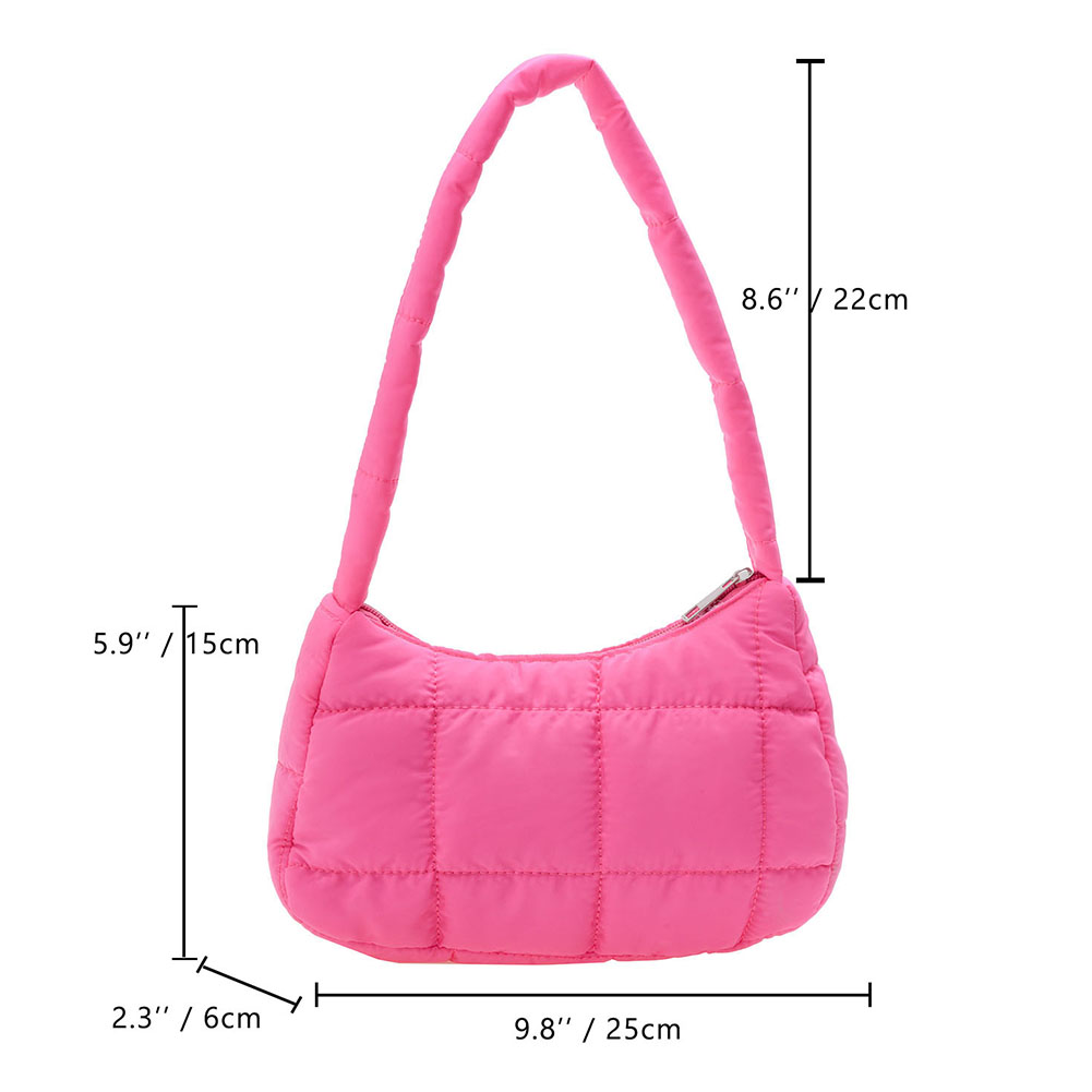 Winter Fashion Quilted Handbags Ladies Casual Cotton-Padded Solid Color Small Top-Handle Women Underarm Shoulder Bags